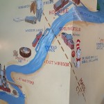 The Connecticut River Mural flows up the staircase