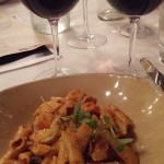Garganelli with chorizo paired with Cabernet and Carmeniere 