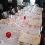 The table is set for a wine dinner