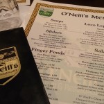 The menu at O'Neill's