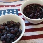 Fresh blueberries and blueberry sauce. 