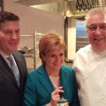 David Stirling of Arbike gin; Nicola Sturgon, First Minister of Scotland; and Chef Darren McGrady